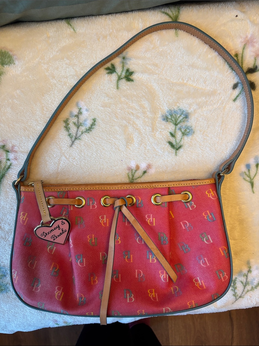 Dooney & Bourke Pink-Red Signature Logo Shoulder Bag
